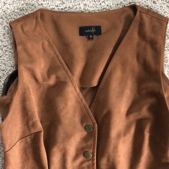 Brown sueded snap front dress - Picture 2 of 2